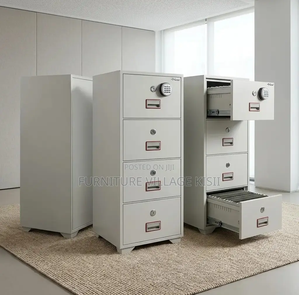 Office Furniture; 4-Drawer Steel Storage Cabinet With Safe