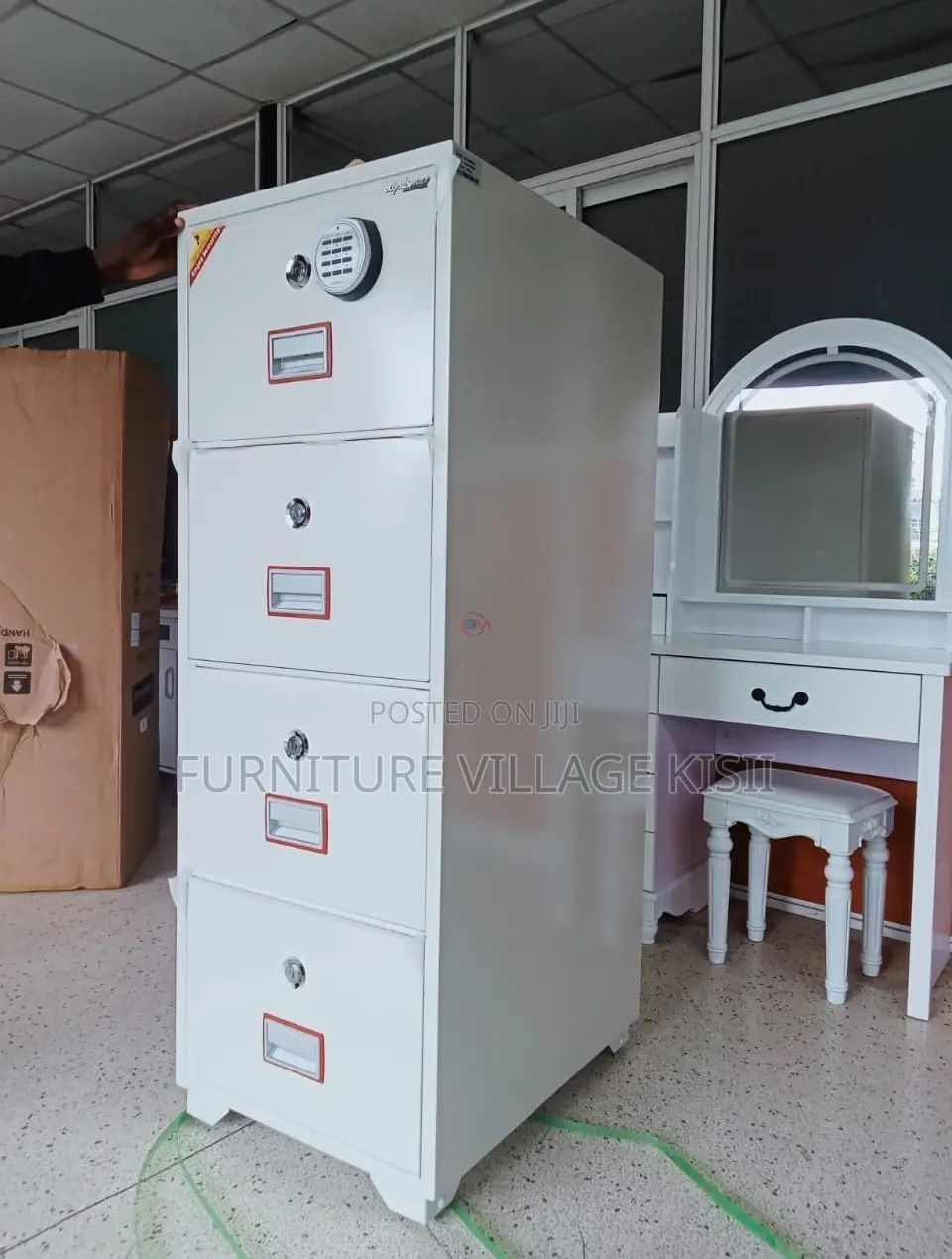 Office Furniture; 4-Drawer Steel Storage Cabinet With Safe