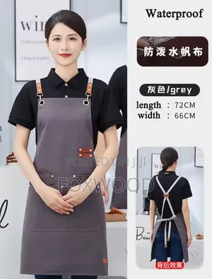 Canvas Cross Back Chef Cotton Aprons for Men Women With Large Pockets