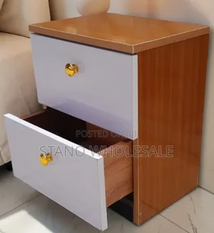 White and Brown Bed Side Drawer
