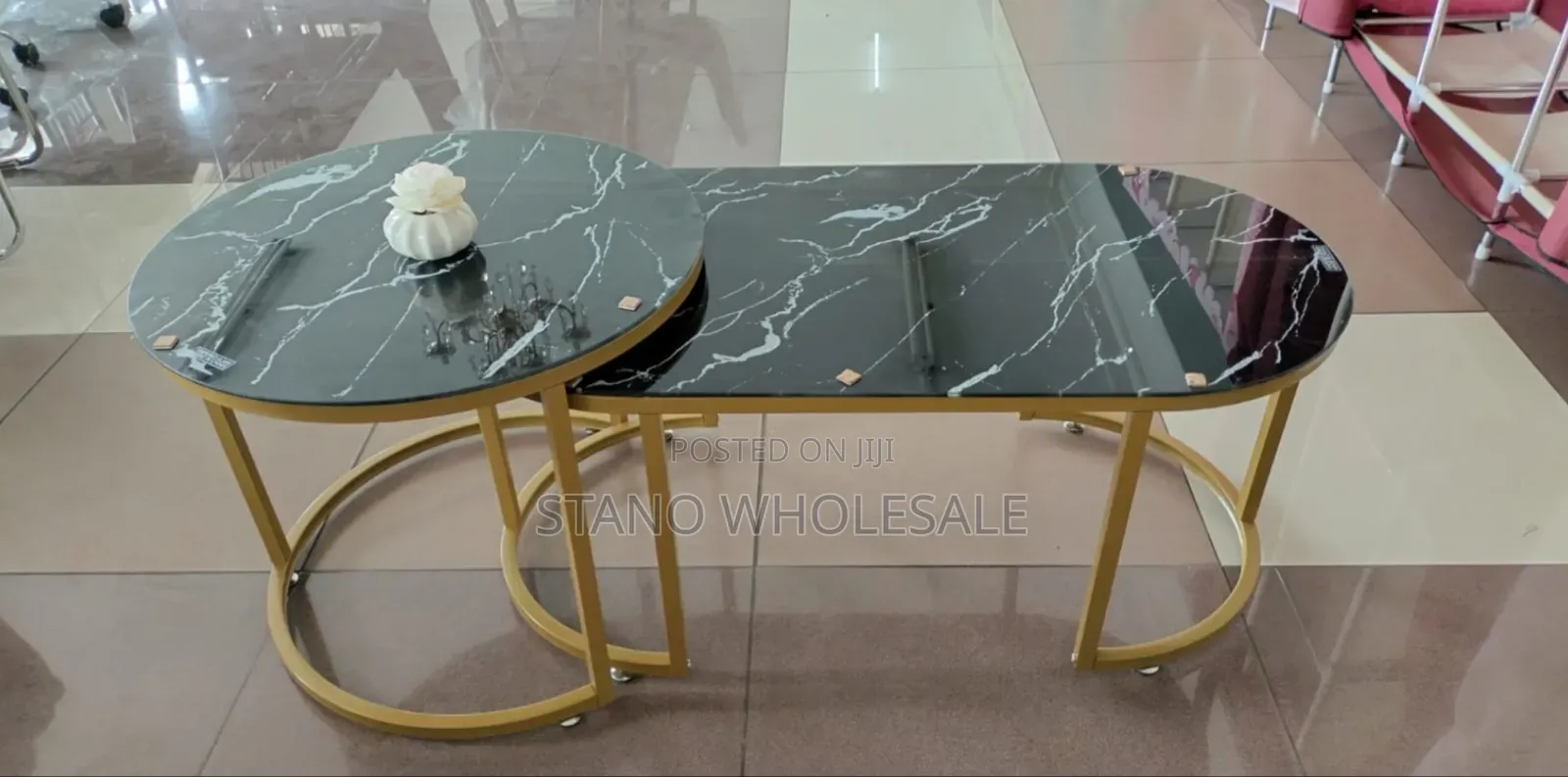 Black Oval Nesting Table
