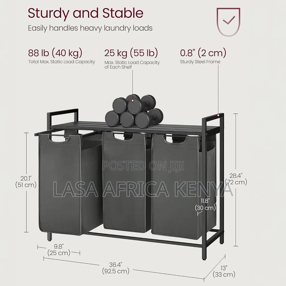 40L Laundry Hamper Basket Sorter