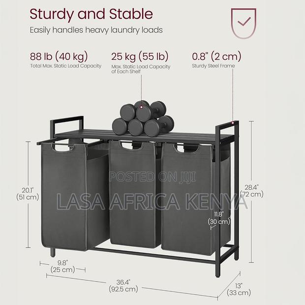 40L Laundry Hamper Basket Sorter - thumbnail 2