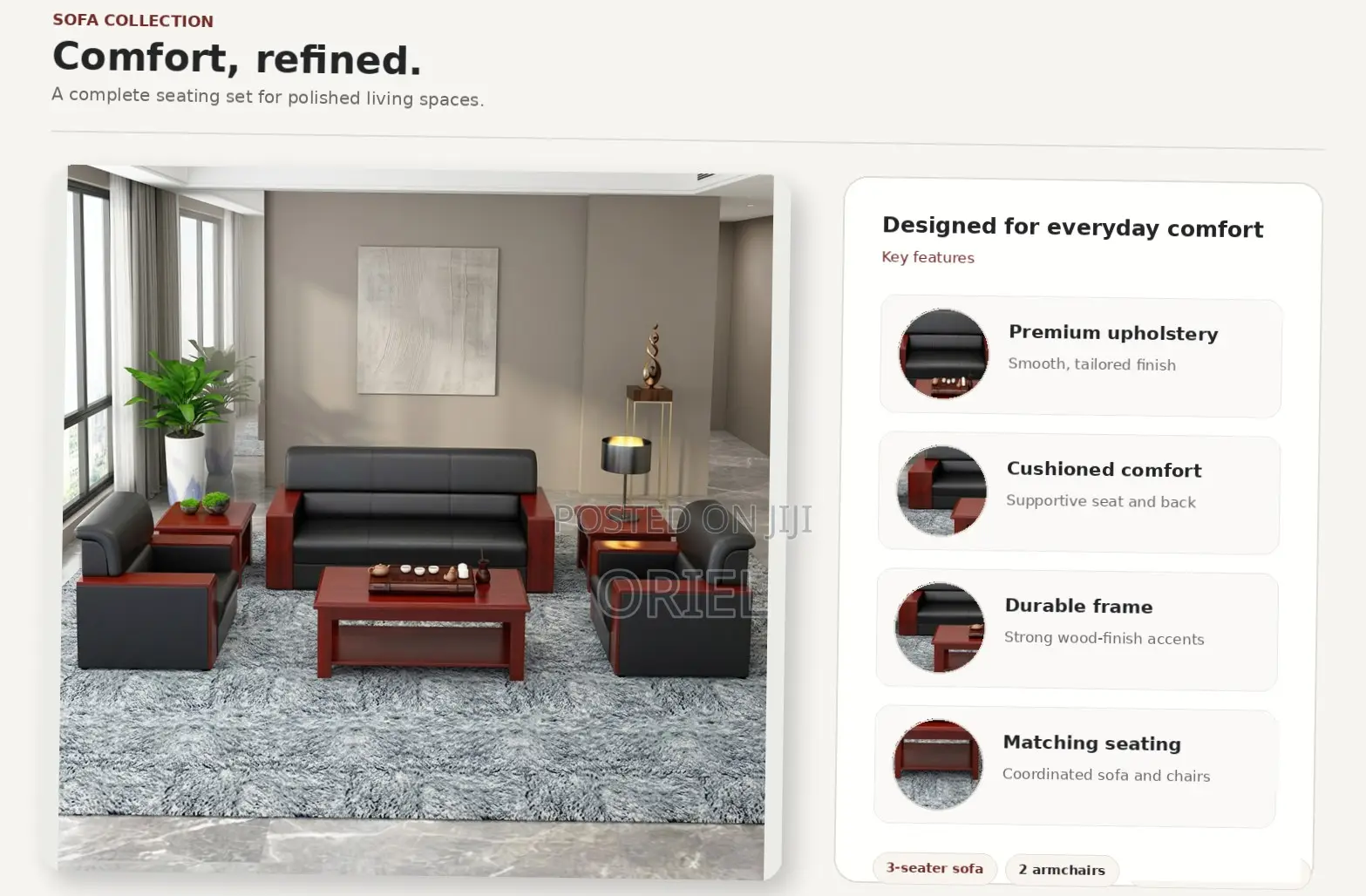 5-Seater Executive Waiting Sofa : Office Reception Sofa Set
