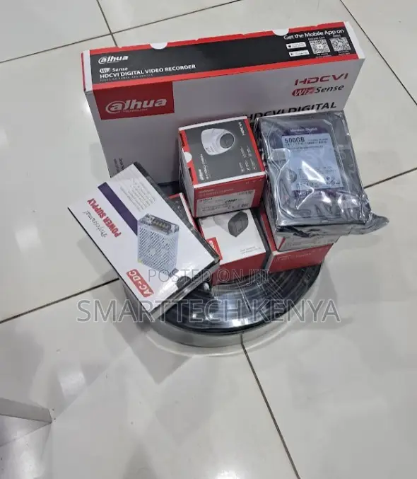 Dahua 4 Channels 4 Cameras Complete Kit CCTV Cameras Package Full Kit