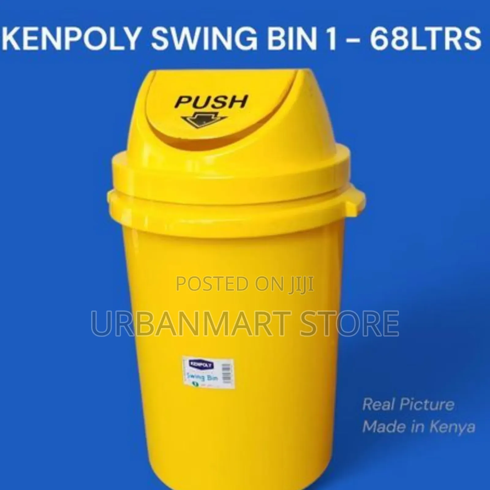 KENPOLY Swing Waste Bin 68L Heavy Duty Plastic