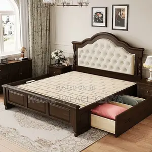 Bed; Classic Modern American Style Solid Wooden Bed for Master Bedroom