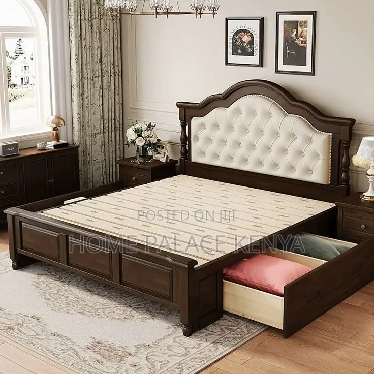 Bed; Classic Modern American Style Solid Wooden Bed for Master Bedroom