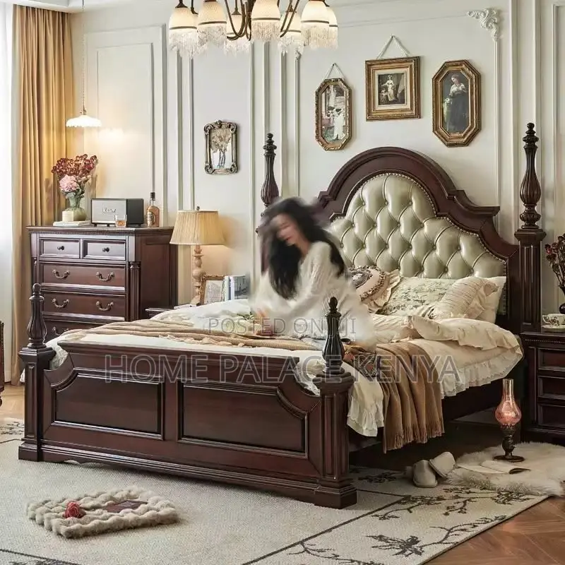 Bed; Classic Modern American Style Solid Wooden Bed for Master Bedroom