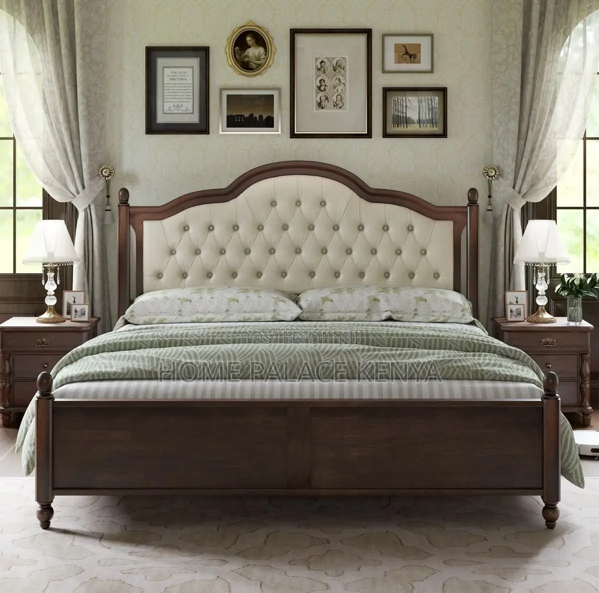 Bed; Classic Modern American Style Solid Wooden Bed for Master Bedroom