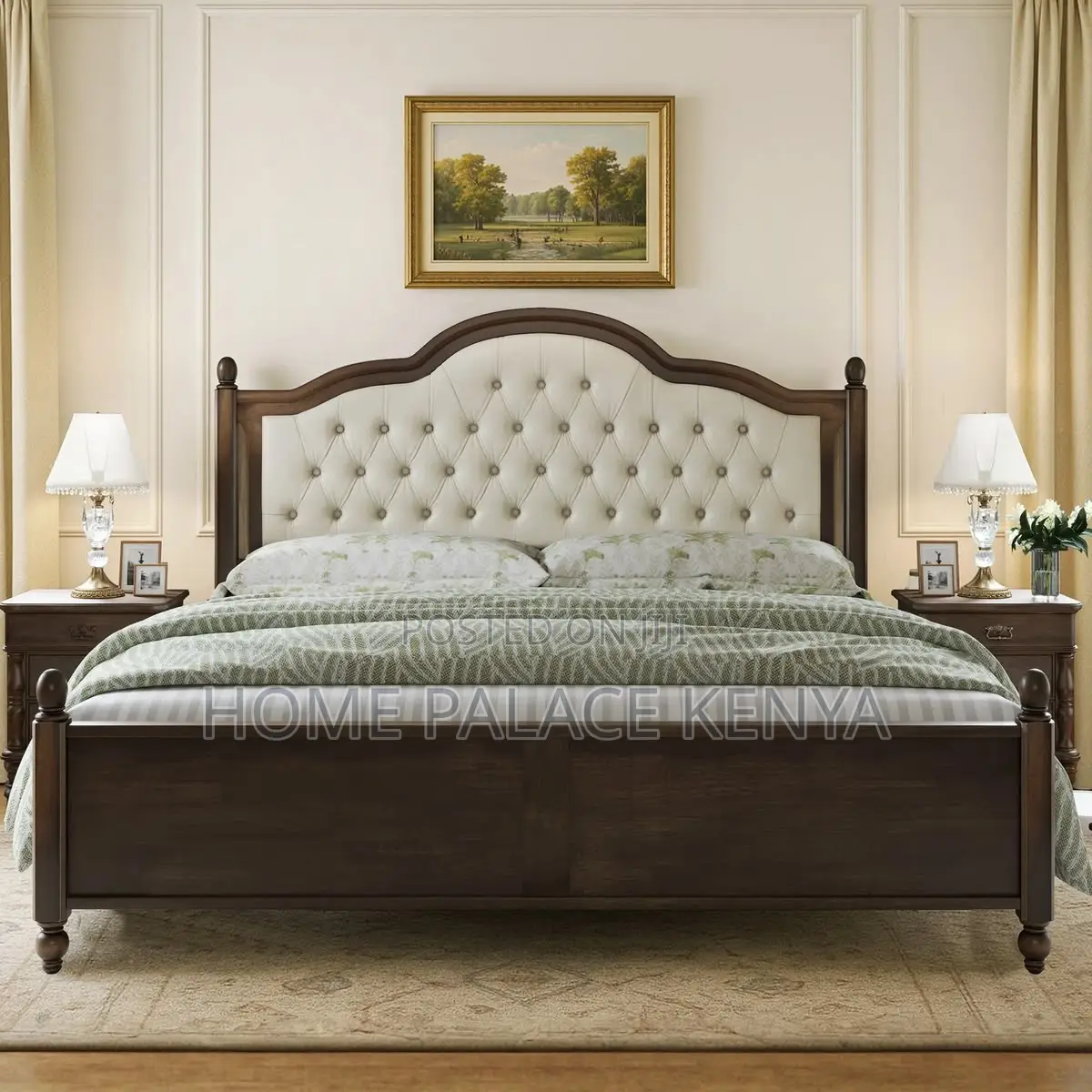 Bed; Classic Modern American Style Solid Wooden Bed for Master Bedroom