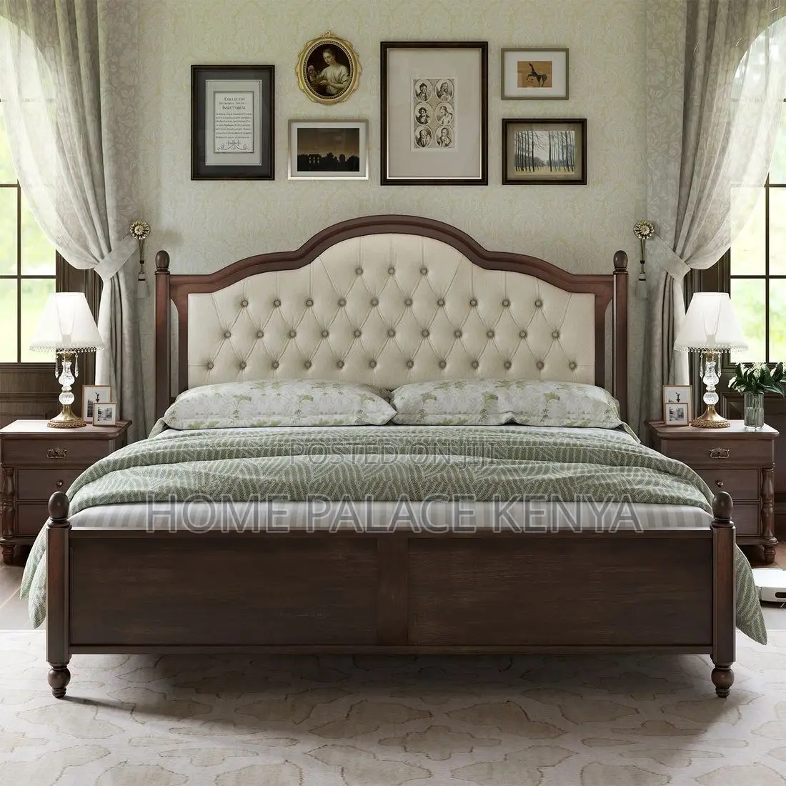 Bed; Classic Modern American Style Solid Wooden Bed for Master Bedroom