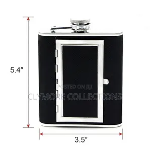 2-in-1 Stainless Steel Hip Flask With Built-in Cigarette Holder