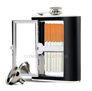 2-in-1 Stainless Steel Hip Flask With Built-in Cigarette Holder