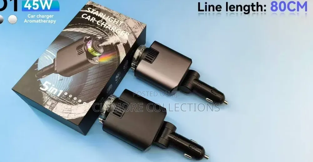 3-in-1 D1 45W Fast Car Charger - LED Stargaze Projector & Oil Diffuser