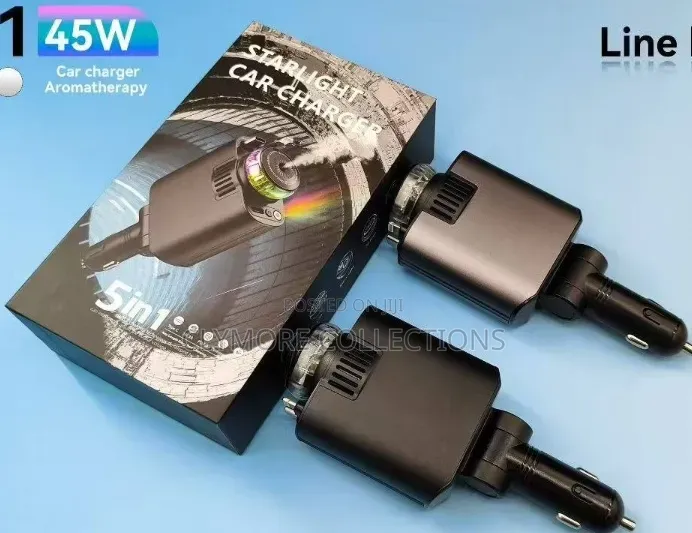 3-in-1 D1 45W Fast Car Charger - LED Stargaze Projector & Oil Diffuser