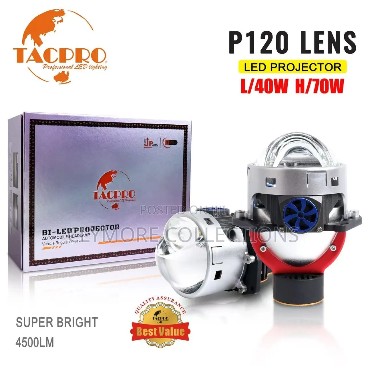 P120 Bi-Led Laser Headlight Projector Lens Low Beam 40w/ High Beam 70W