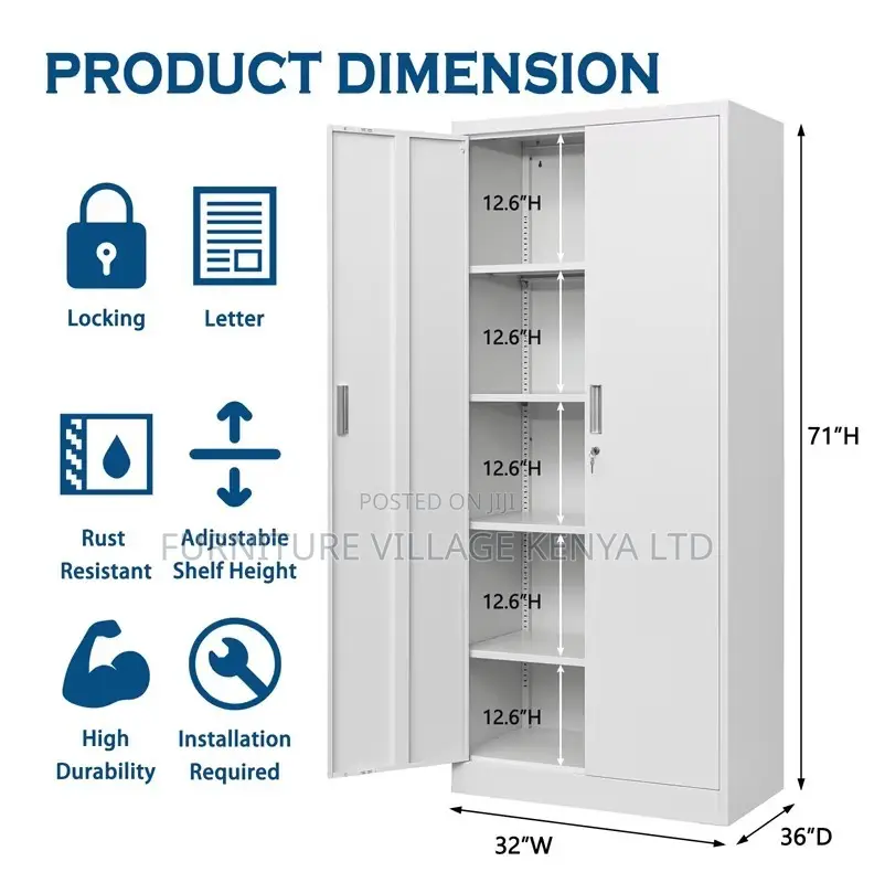Office Cabinet; Metallic Lockable 2 Door Office Storage Cabinet