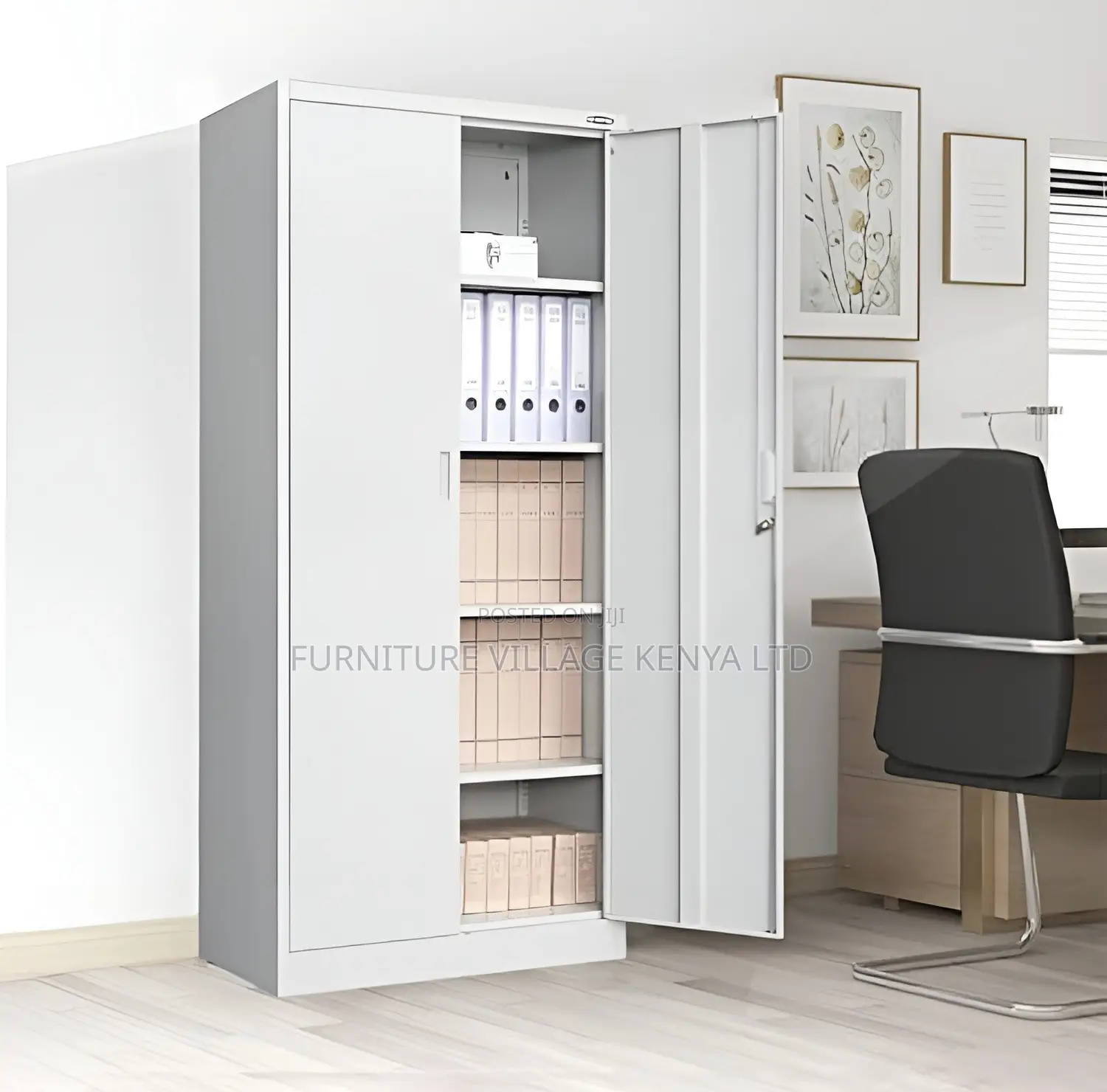 Office Cabinet; Metallic Lockable 2 Door Office Storage Cabinet