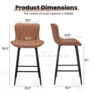 Counter Stool; Brown Non Swivel Upholstered Leather High Counter Stool