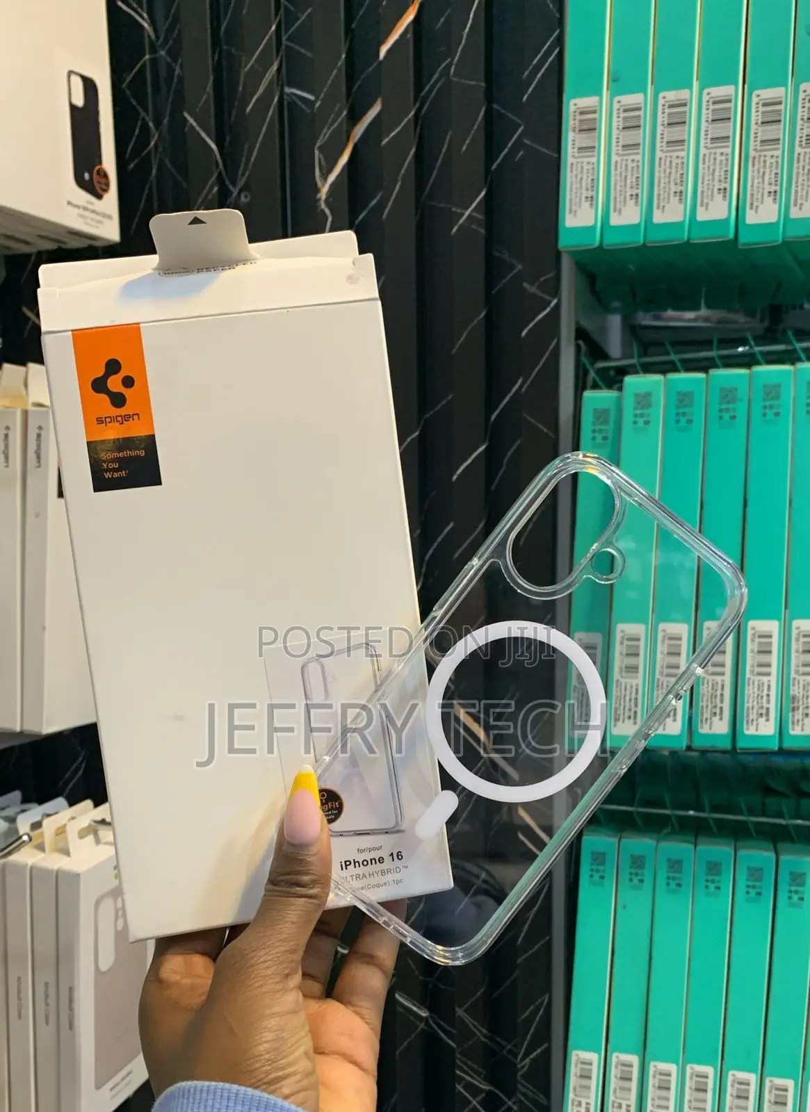 Clear Spigen Ultra Hybrid MagFit Case for the iPhone 16