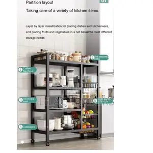 Metallic Kitchen Rack With Lockable Wheels Lyn