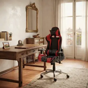 Office Chairs; Reclining Leather Red-Black Ergonomic Office Seat