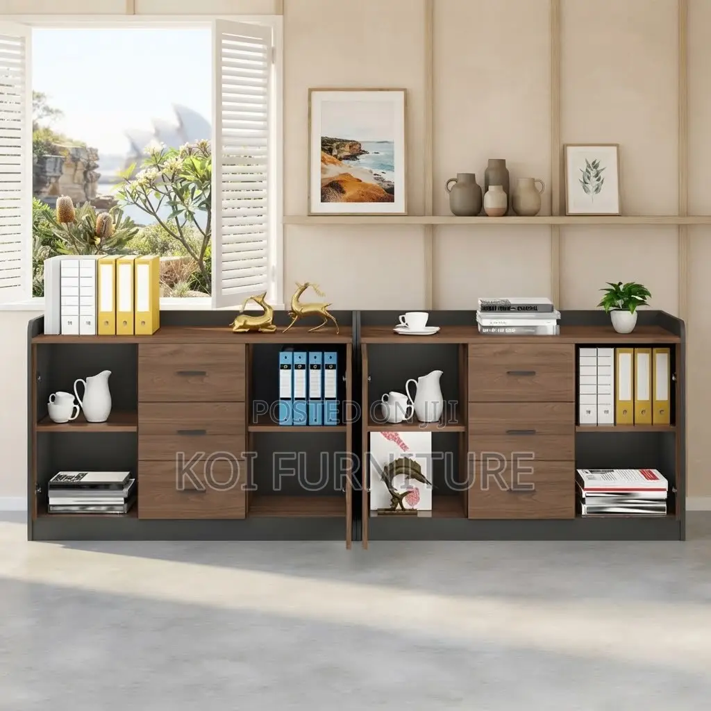 Office Cabinet; Wooden Storage Credenza Cabinet With Key Lockers