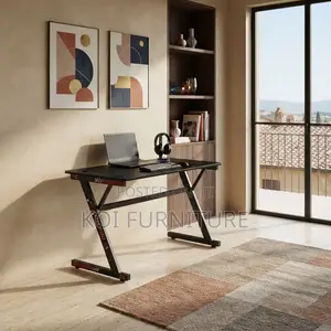 Office Desk; Home Studio Gaming Desk in Black-Red