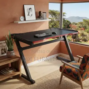 Office Desk; Home Studio Gaming Desk in Black-Red