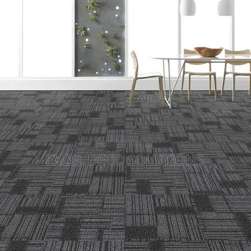 Textured Carpet Tiles – Patterned Ribbed Loop Pile Design