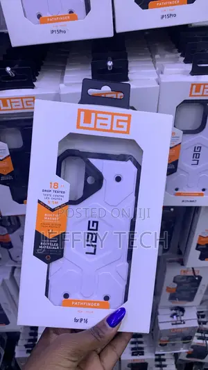 Urban Armor Gear MagSafe Rugged Case in White for the iPhone 16.