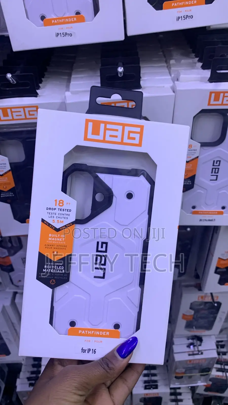 Urban Armor Gear MagSafe Rugged Case in White for the iPhone 16.