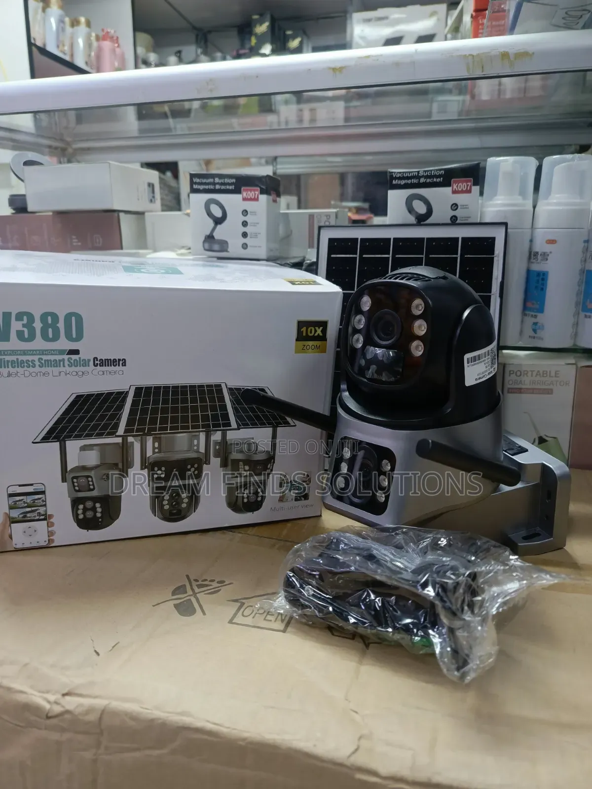V380 Pro Smart Wireless Solar Camera – Dual Screen, 24/7 Security