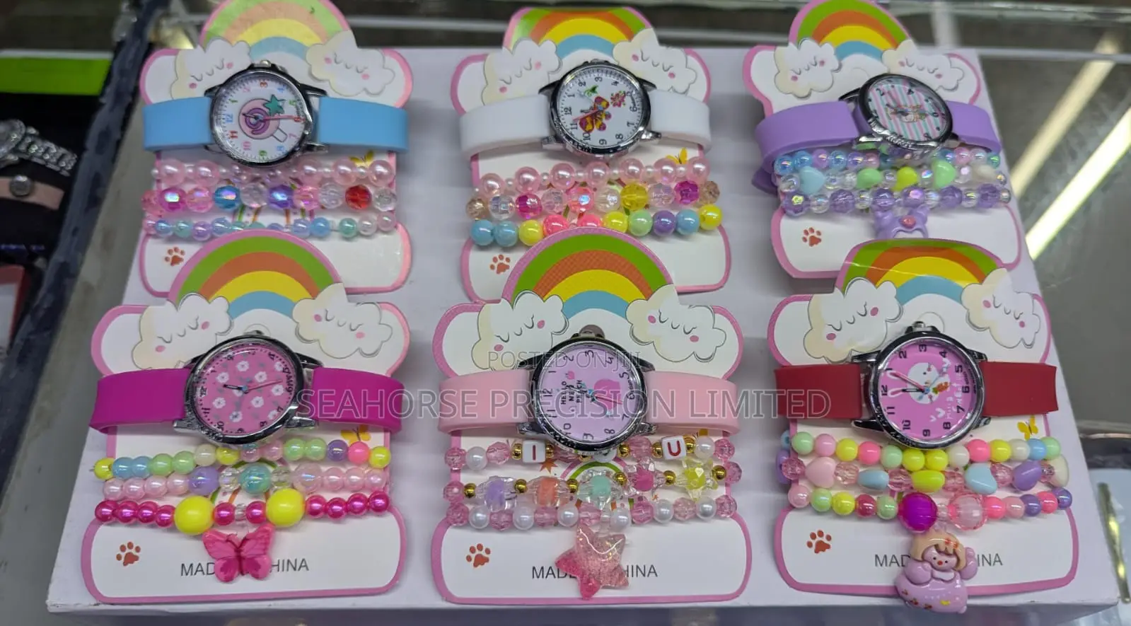 Girls’ Kids Watch & Bracelet Set – Colourful Gift Set