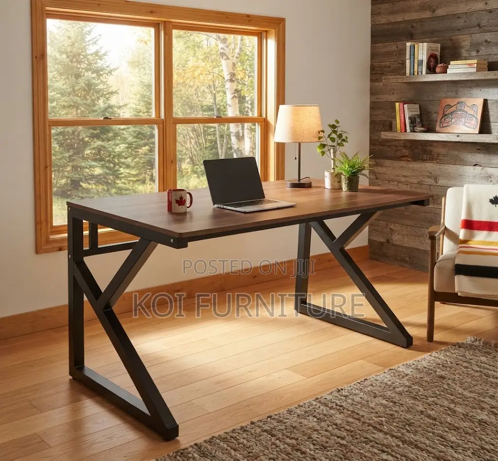Office Desk; 1200mm Brown Metal Finish Home Computers Desks