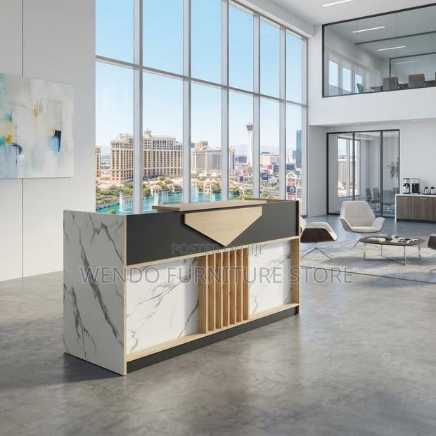 Reception Desk; 1.8m Offices Brown Office Reception Table With Drawer - main view