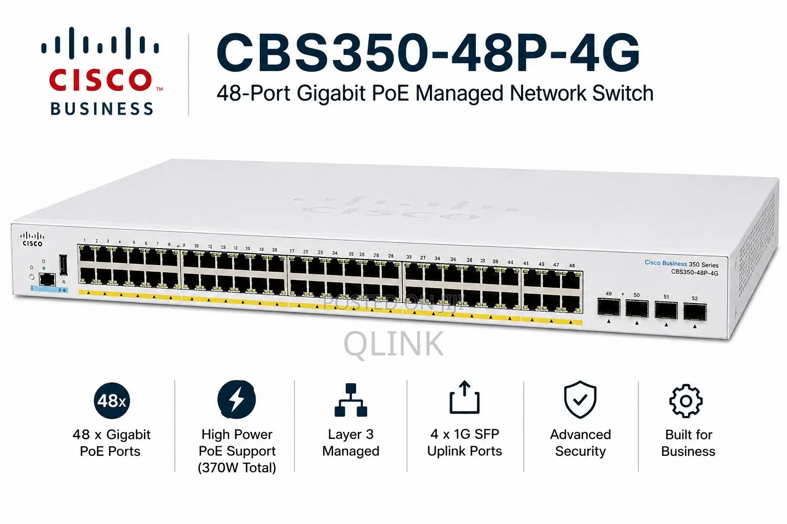 Cisco Business CBS350-48P-4G 48-Port Gigabit PoE Network Switch
