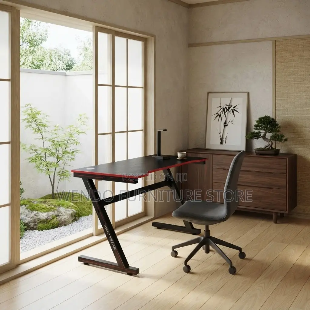Office Desk; 1200MM Home Studios Black-Red Ergonomic Desks