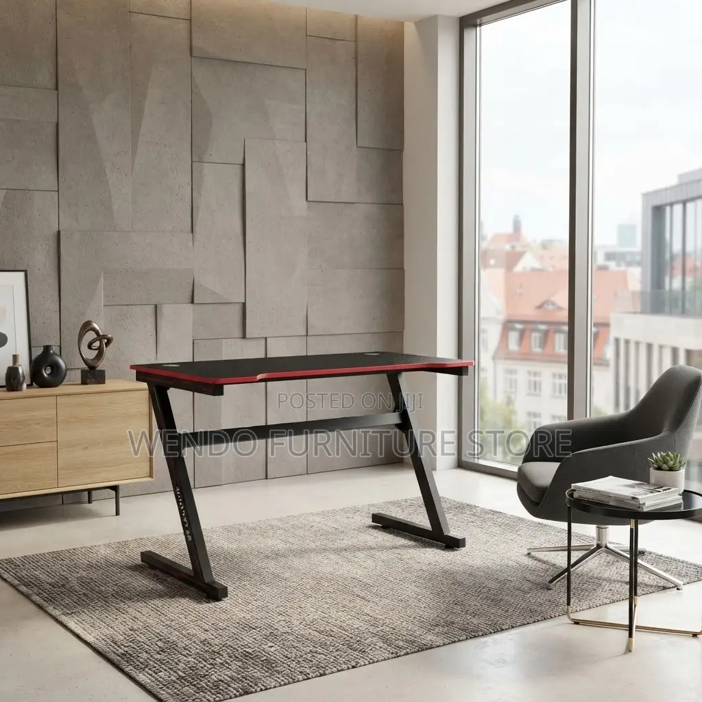 Office Desk; 1200MM Home Studios Black-Red Ergonomic Desks