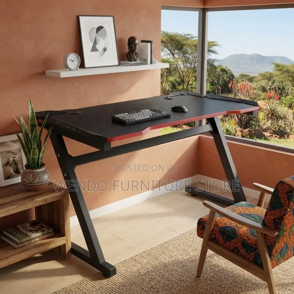 Office Desk; 1200MM Home Studios Black-Red Ergonomic Desks