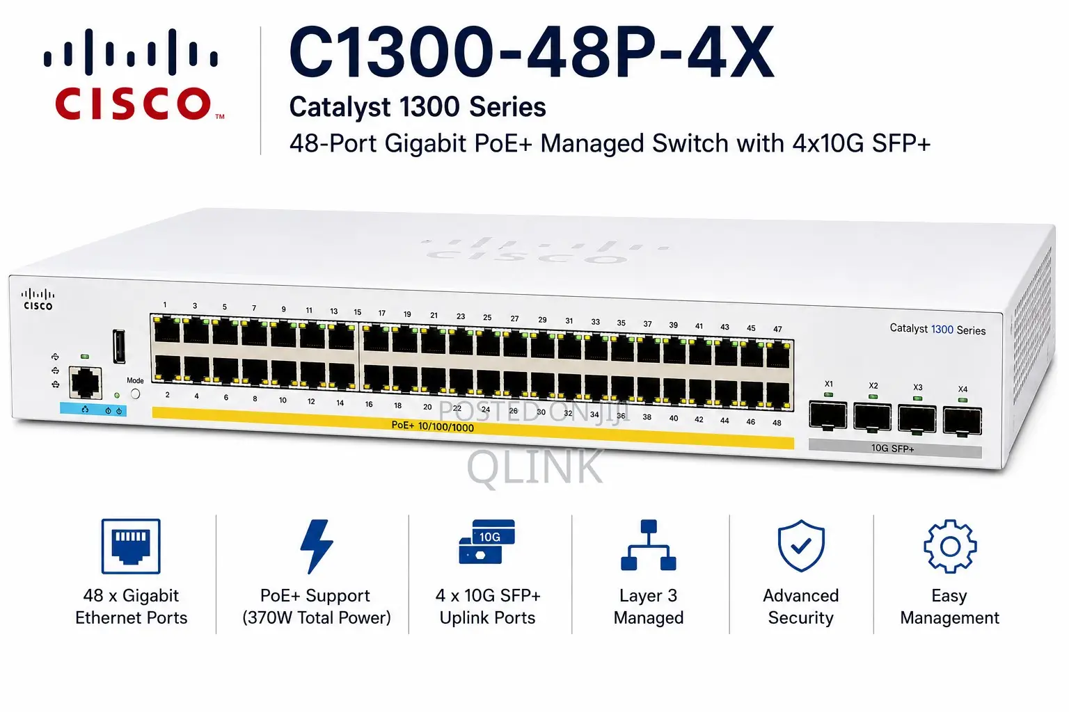 Cisco Catalyst 1300 48-Port PoE Switch , C1300-48p-4x