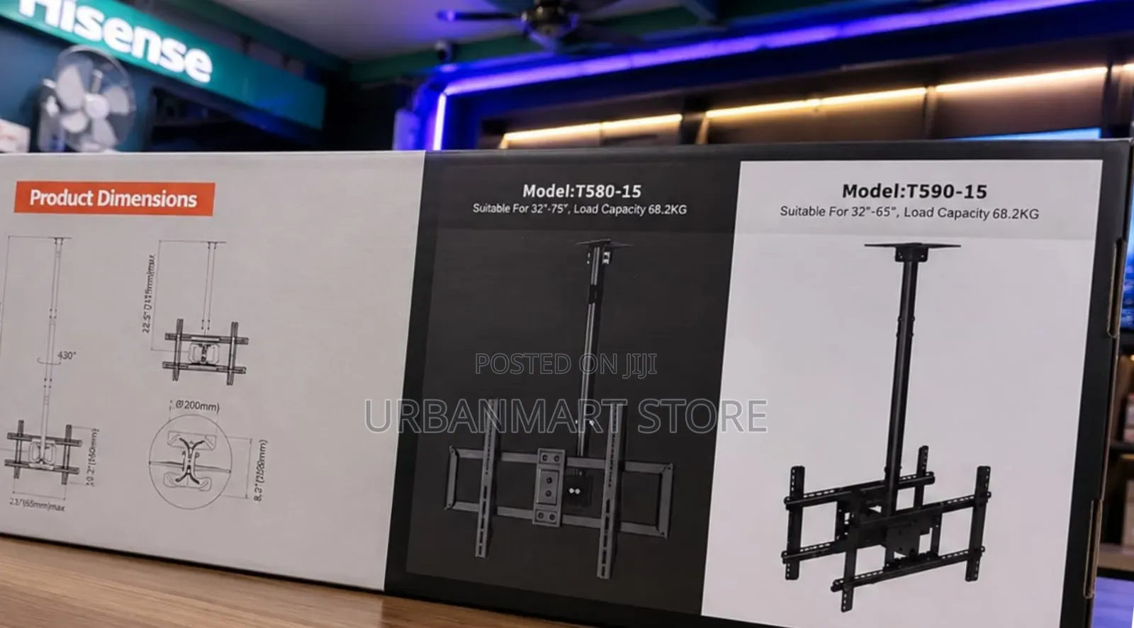 Ceiling TV Mount 32"-65" Adjustable Strong Bracket