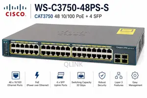 Cisco WS-C3750-48PS-S CAT3750 48 10/100 PoE + 4 SFP