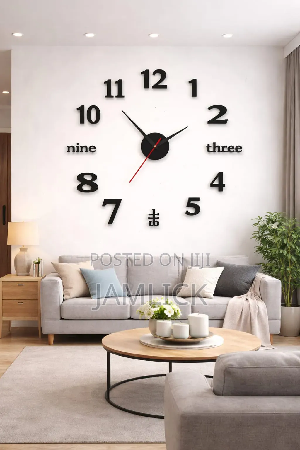 120cm 3d Roman Numeral Acrylic Mirror Wall Clock With Pendulum – Pl