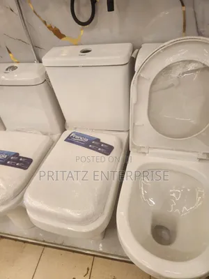 Frencia White Ceramic Toilets With Cistern and Seatcover