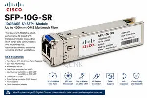 Cisco SFP-10G-SR, 10gbase-Sr SFP Module, Up to 400m on OM3