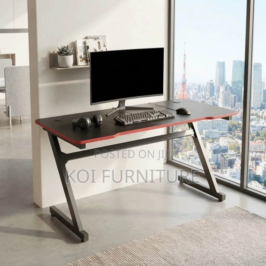 Office Desk; Black Ergonomic 1.2 Meter Study Framed Gaming Desk