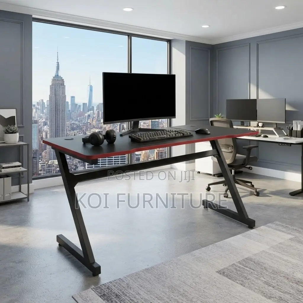 Office Desk; Black Ergonomic 1.2 Meter Study Framed Gaming Desk