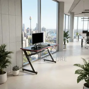 Office Desk; Black Ergonomic 1.2 Meter Study Framed Gaming Desk